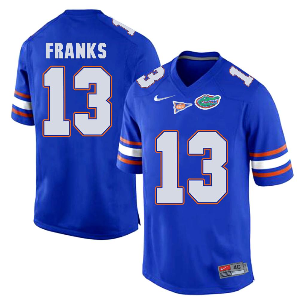 Mens Florida Gators 13 Feleipe Franks Jersey College Royal Blue Logo Patch