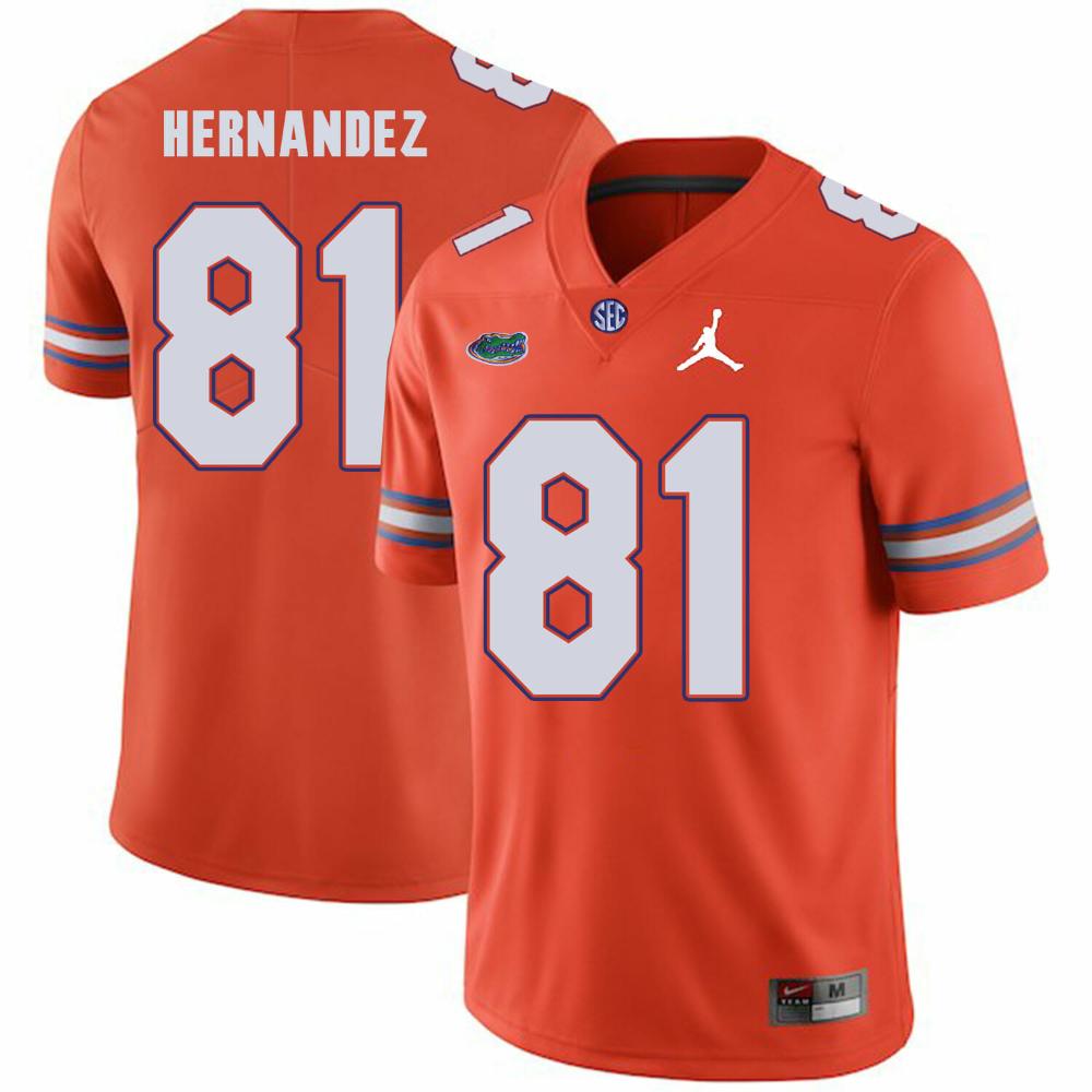 Mens Florida Gators 81 Aaron Hernandez Football Ncaa Jersey Orange Logo Patch