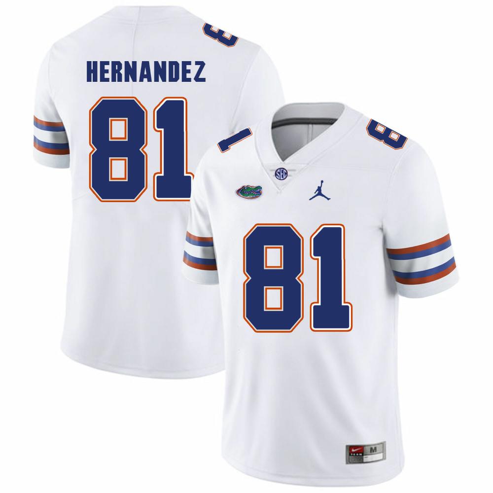 Mens Florida Gators 81 Aaron Hernandez Ncaa Football Jersey White Logo Patch