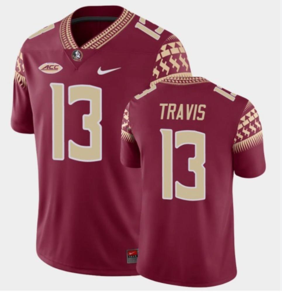 Mens Florida State Seminoles 13 Travis College Football Jerseys Garnet