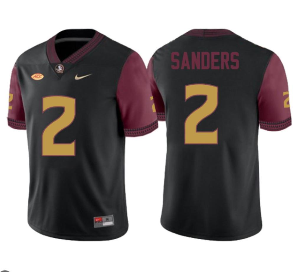 Mens Florida State Seminoles 2 Deion Sanders Football Jersey Black