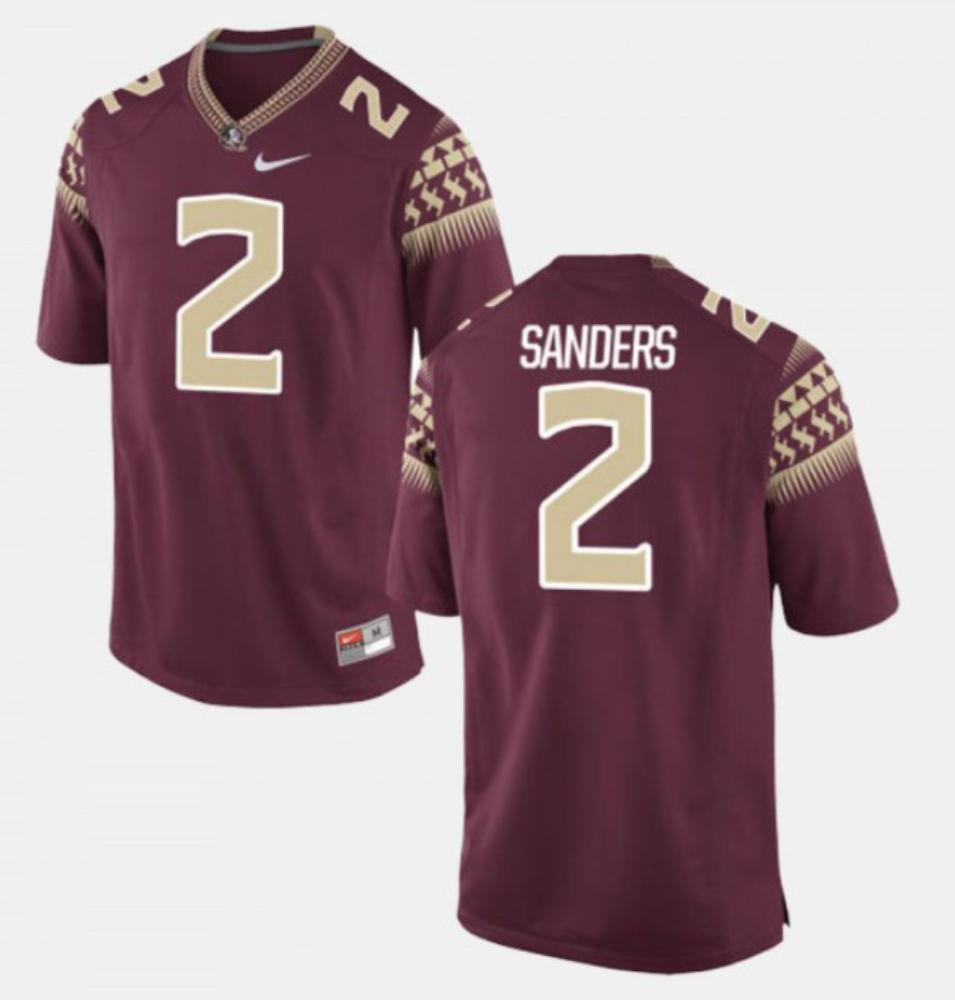 Mens Florida State Seminoles 2 Deion Sanders Garnet Alumni Football Game Jersey