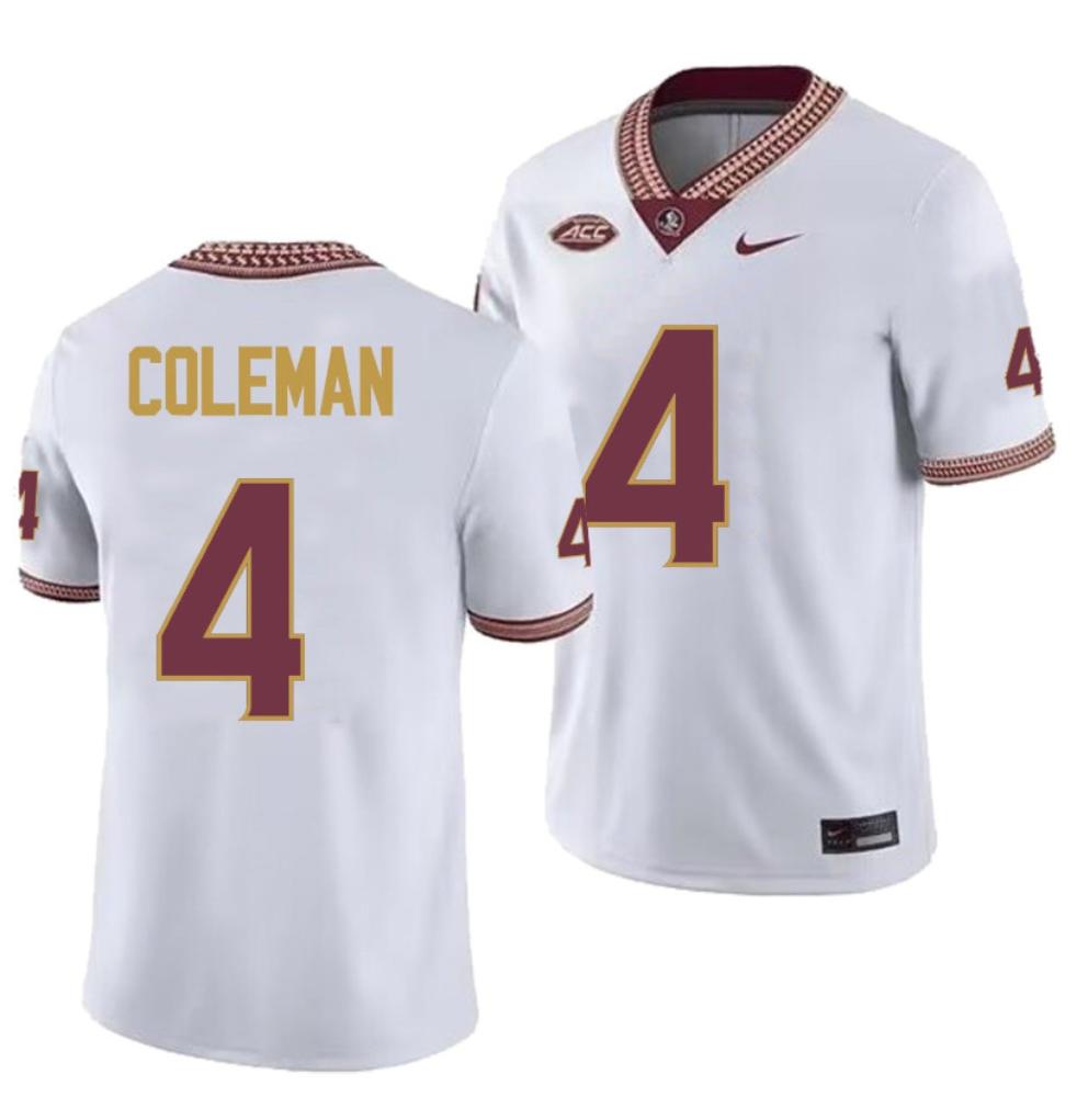Mens Florida State Seminoles 4 Keon Coleman Football Jersey White