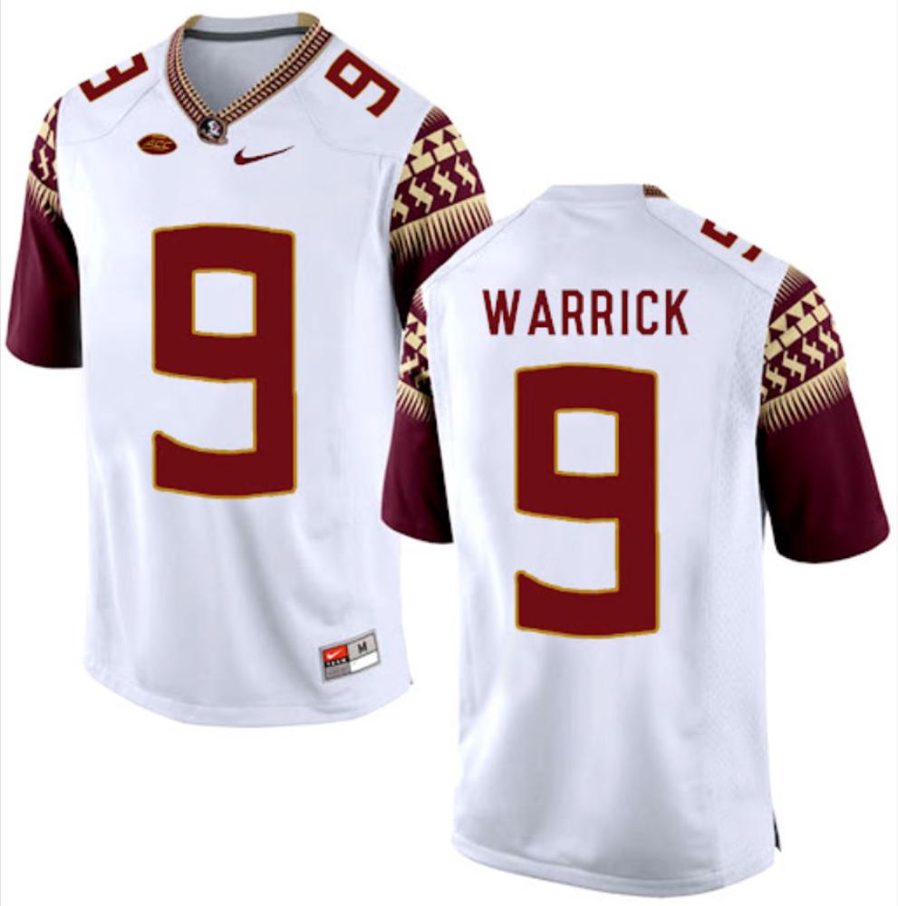 Mens Florida State Seminoles 9 Warrick College Football Jerseys White
