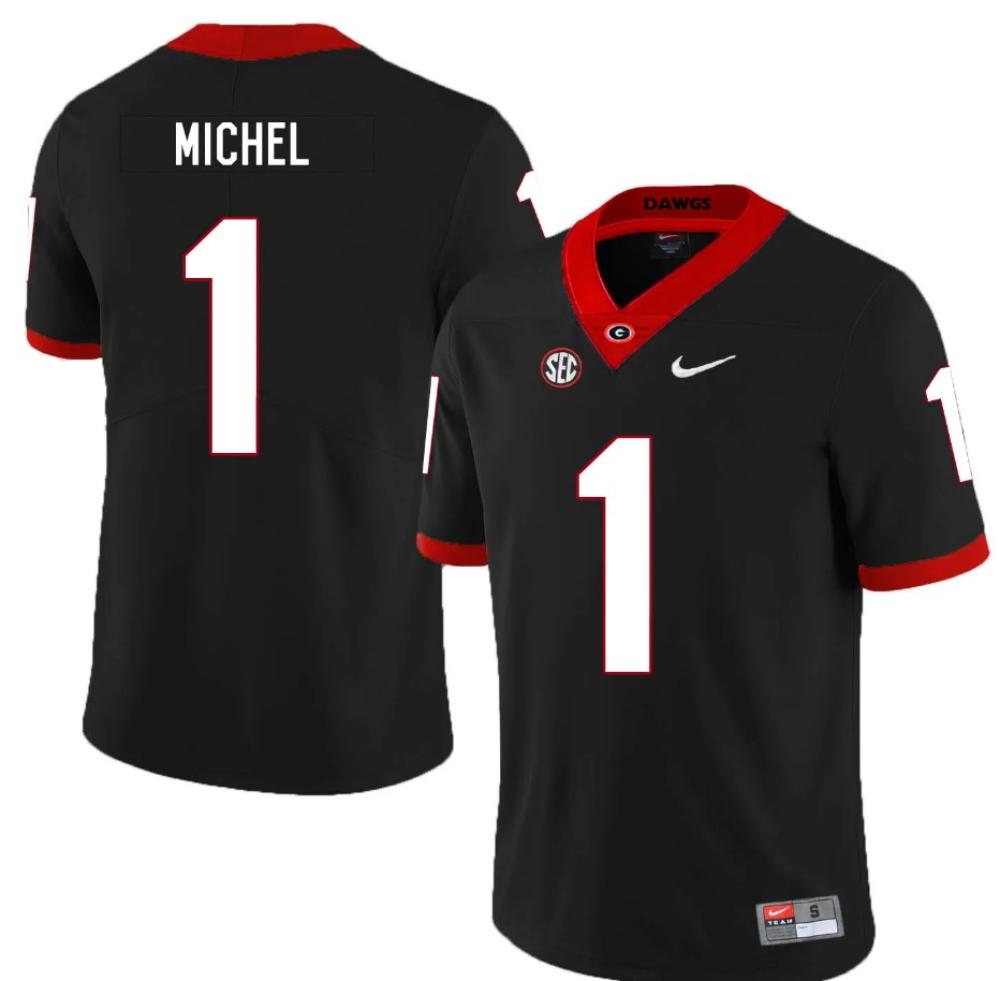 Mens Georgia Bulldogs 1 Sony Michel College Football Jersey