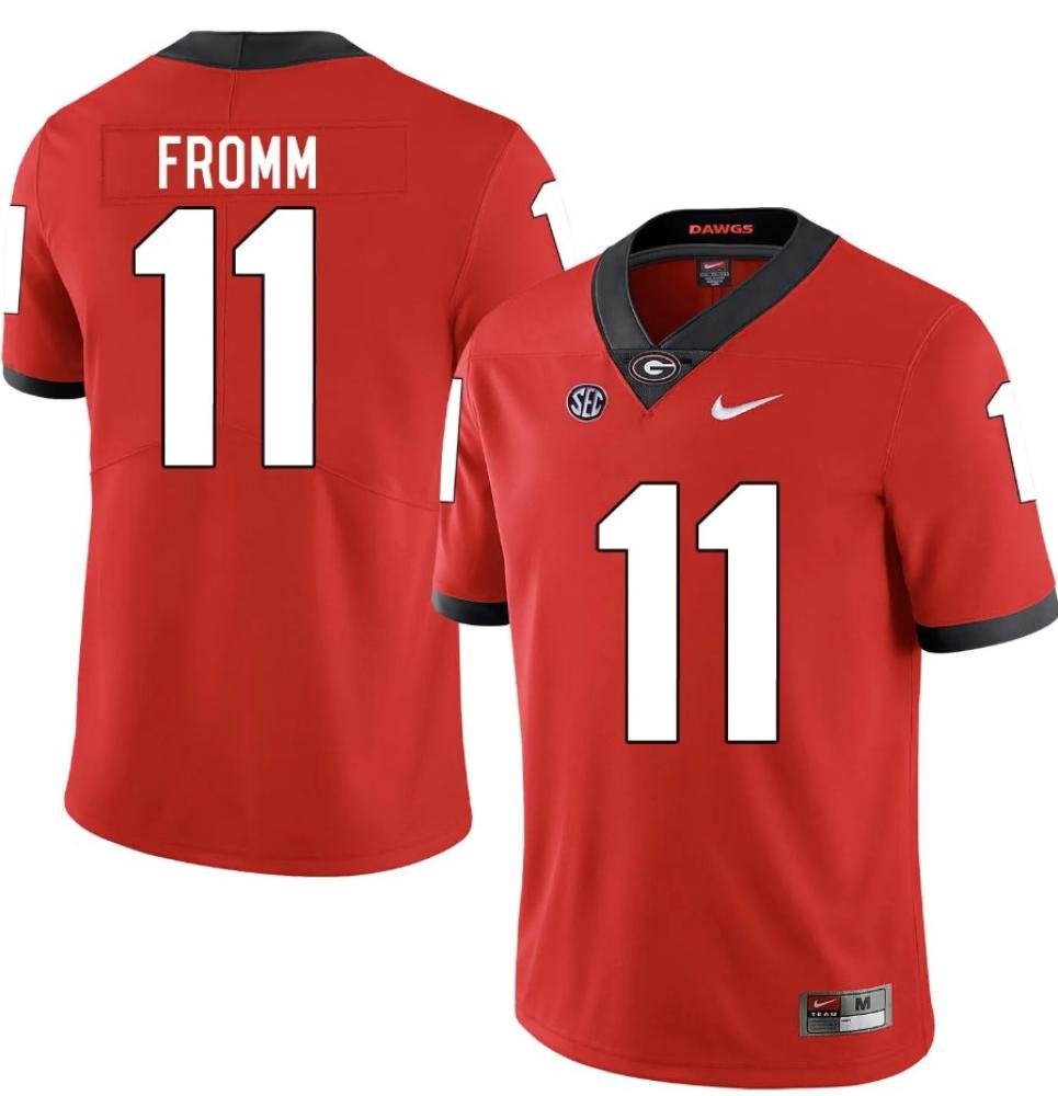 Mens Georgia Bulldogs 11 Jake Fromm College Football Jersey Red