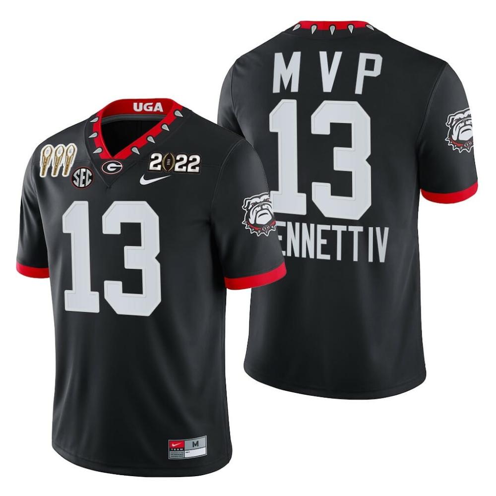 Mens Georgia Bulldogs 13 Stetson Bennett 3 times Cfp National Champions Jerse