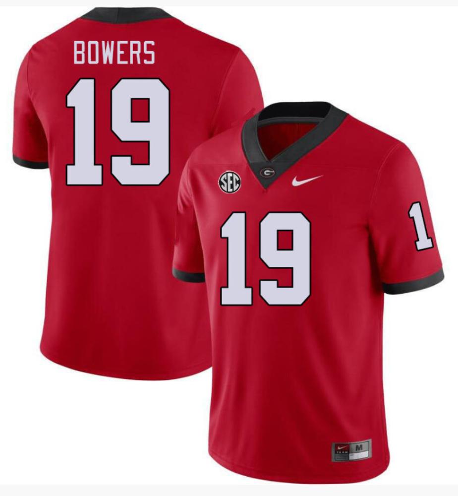 Mens Georgia Bulldogs 19 Brock Bowers College Football Jersey Red