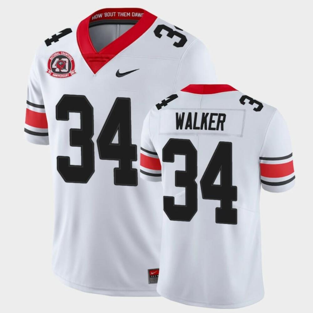Mens Georgia Bulldogs 34 Herchel Walker White College 40th Anniversary Altern