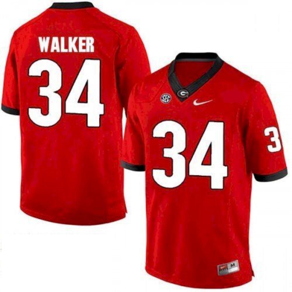 Mens Georgia Bulldogs 34 Herschel Walker Red Jersey