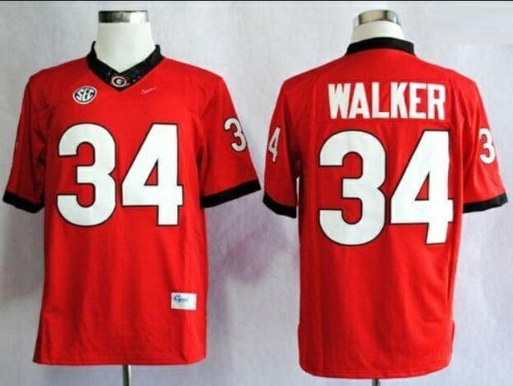 Mens Georgia Bulldogs 34 Herschel Walker Red Sec Patch Limited Stitched Jersey