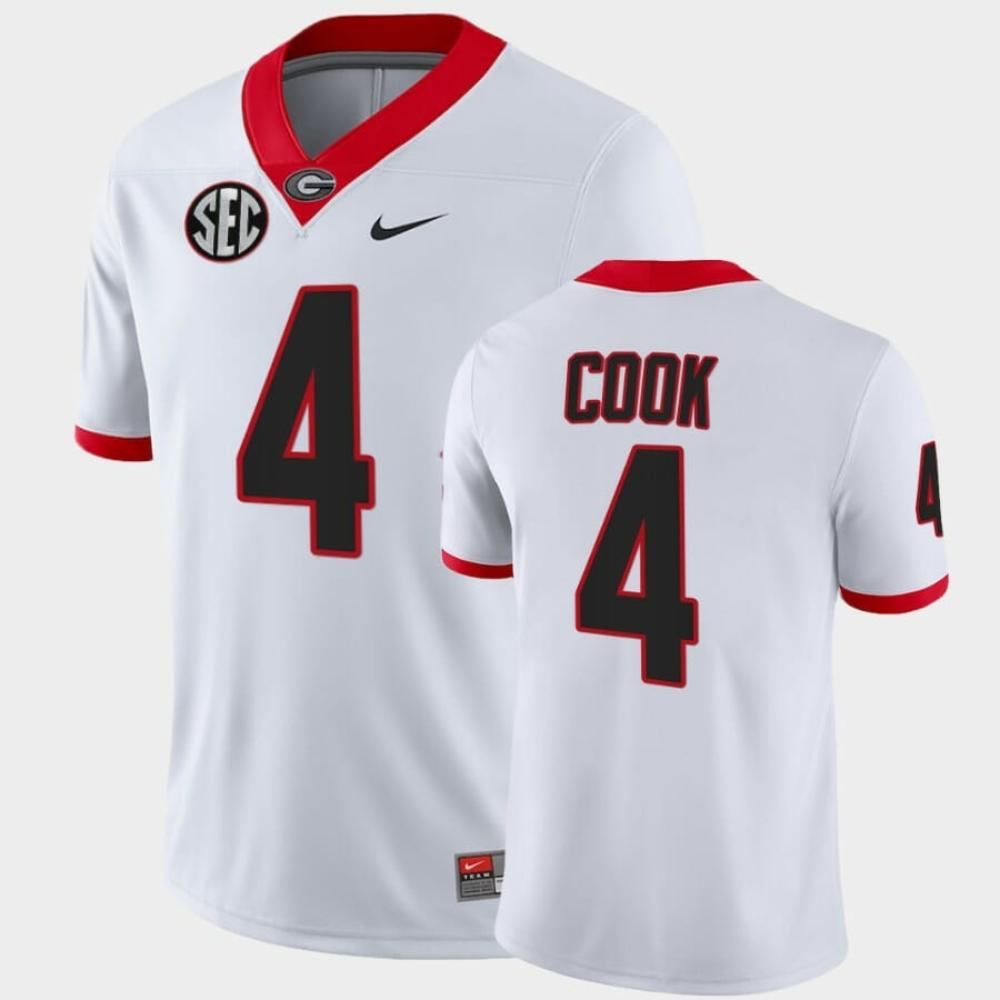 Mens Georgia Bulldogs 4 James Cook White College Football Game Jersey