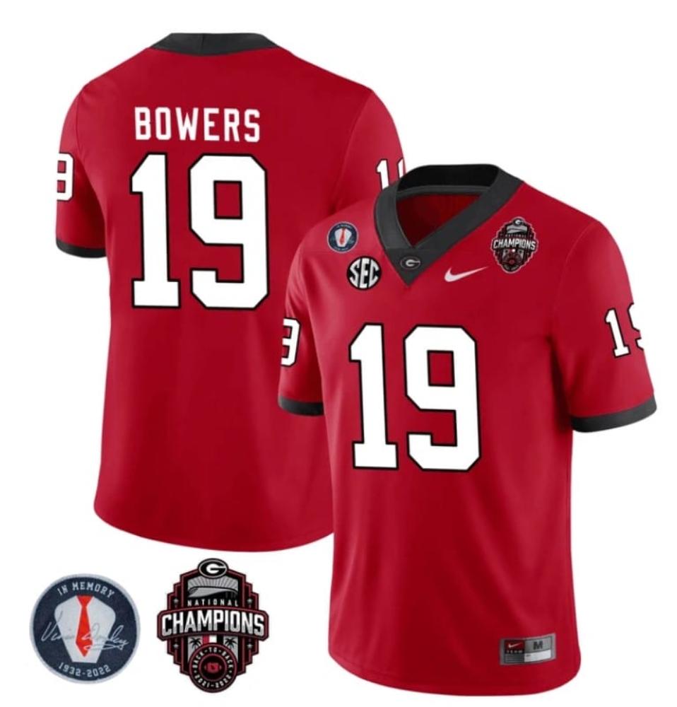 Mens Georgia Bulldogs Brock Bowers Jersey 19 Back To Back National Champions