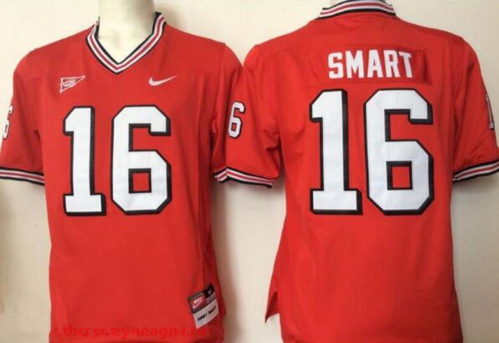Mens Georgia Bulldogs Coach 16 Kirby Smart Red Jersey