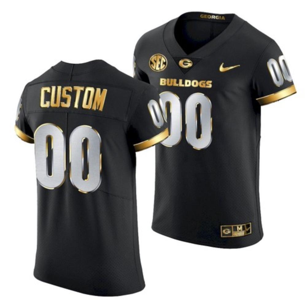 Mens Georgia Bulldogs Custom Black Golden Edition Jersey 2020 21