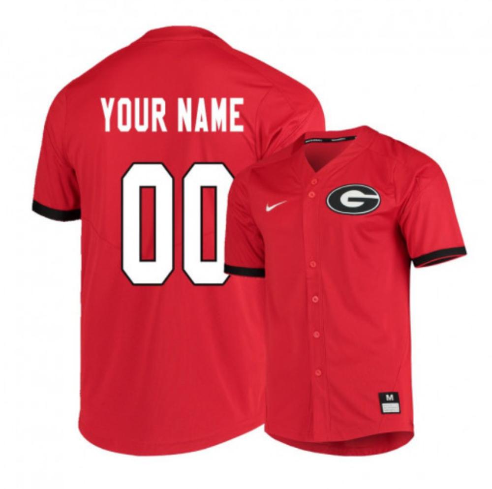 Mens Georgia Bulldogs Custom Jersey Red Elite Baseball Alumni Jersey