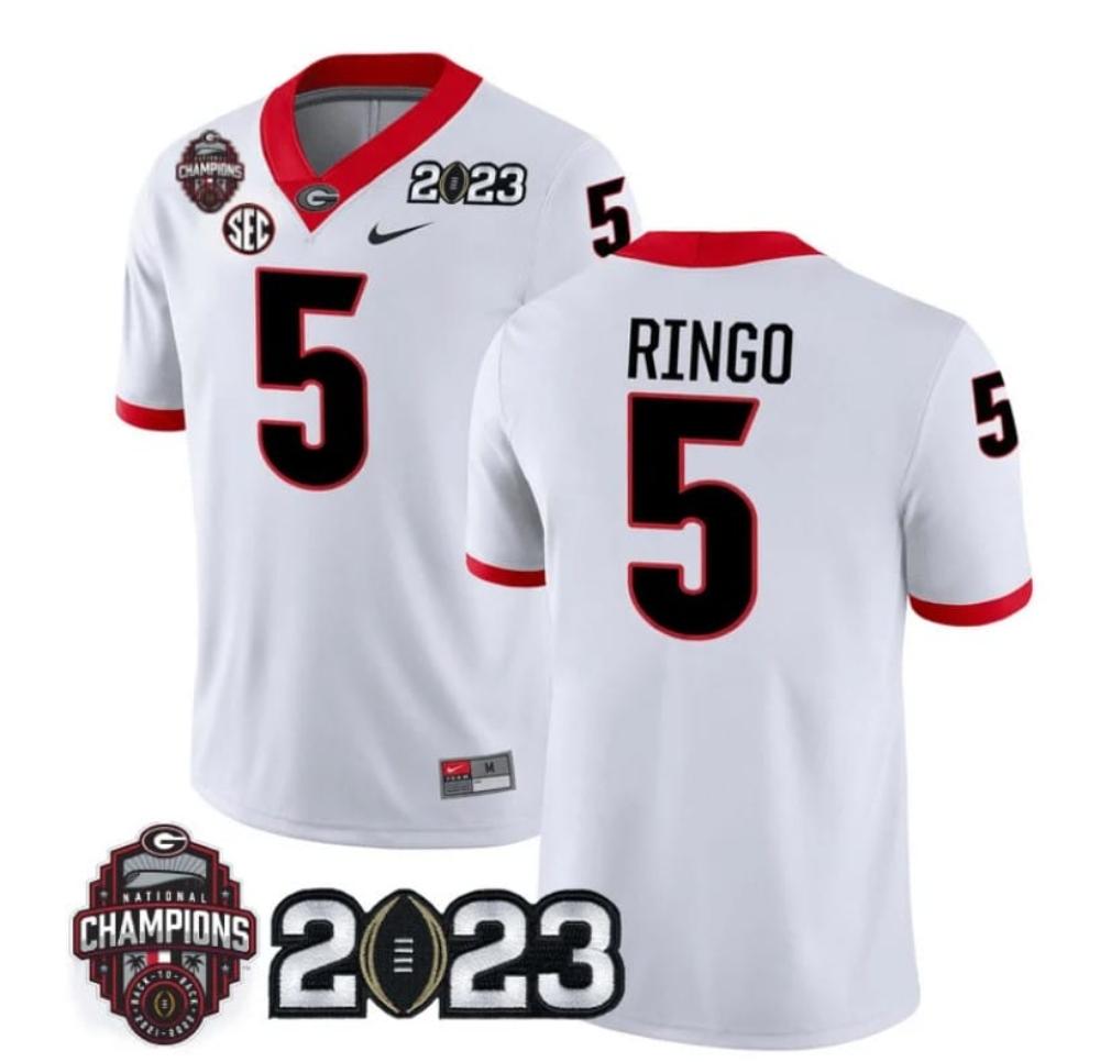 Mens Georgia Bulldogs Kelee Ringo Jersey 5 Cfp National Champions Patch 2023