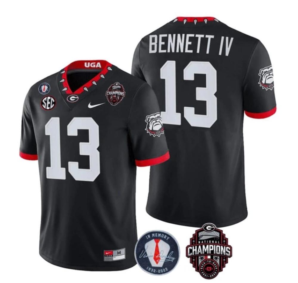 Mens Georgia Bulldogs Stetson Bennett Jersey 13 Back To Back National Champio
