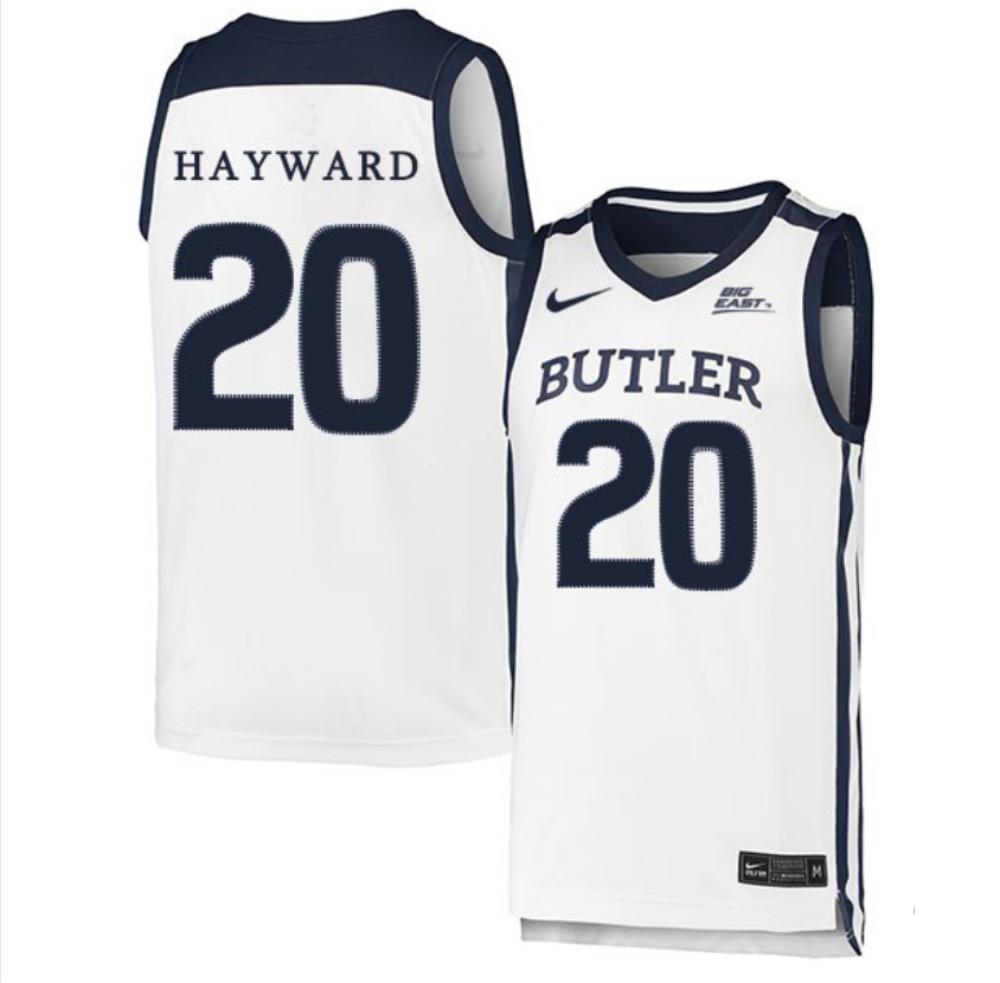 Mens Gordon Hayward 20 White Butler Bulldogs College Basketball Jersey