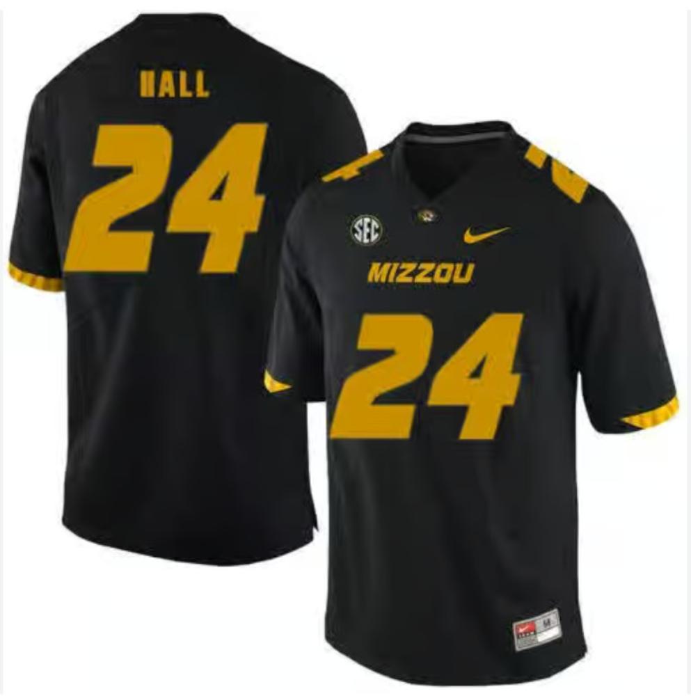 Mens Hall 24 Jersey Missouri Tigers Nil Football Jersey Black