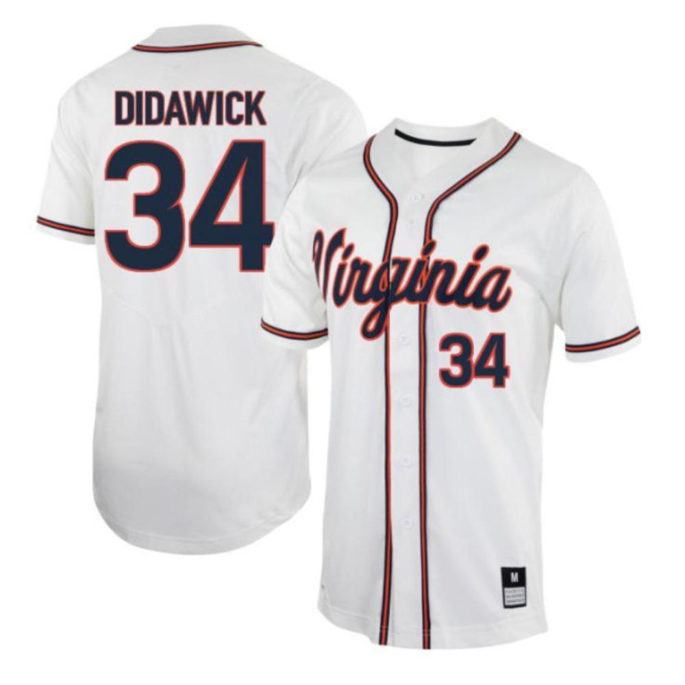 Mens Harrison Didawick 34 Jersey Virginia Cavaliers Baseball Jersey White