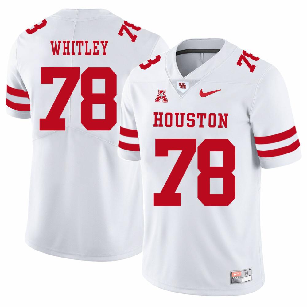 Mens Houston Cougars 78 Wilson Whitley College Jersey White