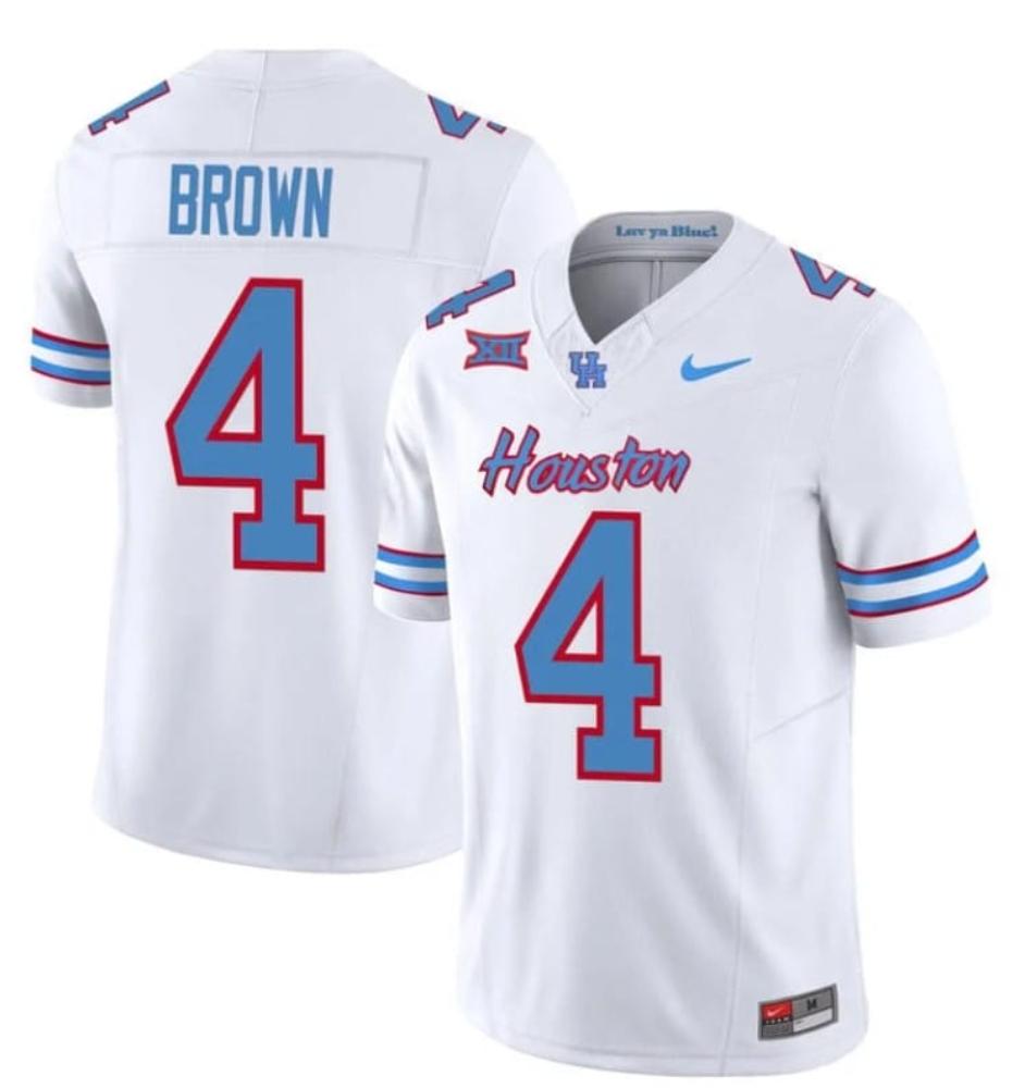Mens Houston Cougars Oilers Samuel Brown Jersey 4 Inspired Vapor College 2023