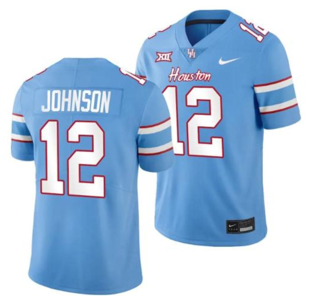Mens Houston Cougars Oilers Themed 12 Stephon Johnson Jersey Football Blue
