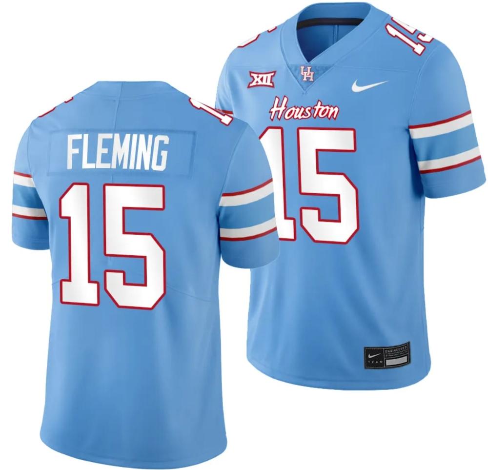 Mens Houston Cougars Oilers Themed 15 Malik Fleming Jersey Ncaa Football Blue