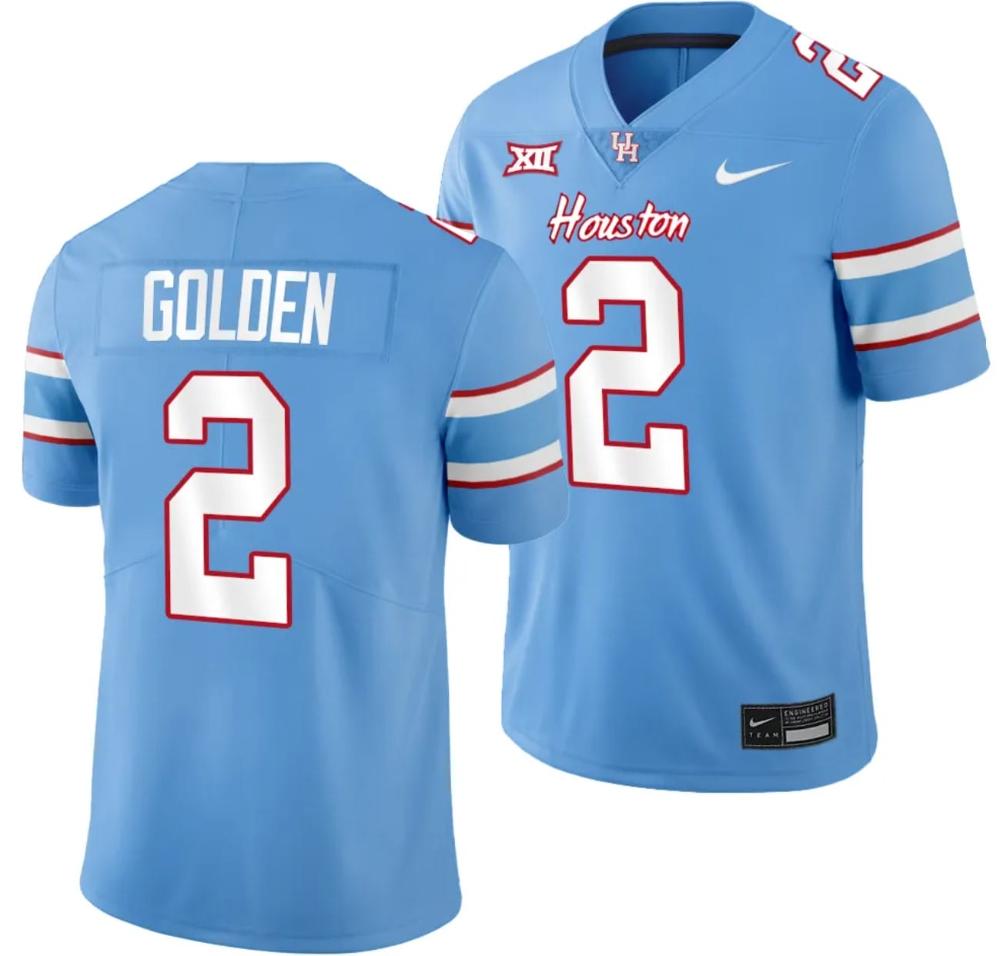 Mens Houston Cougars Oilers Themed 2 Matthew Golden Jersey Ncaa Football Blue