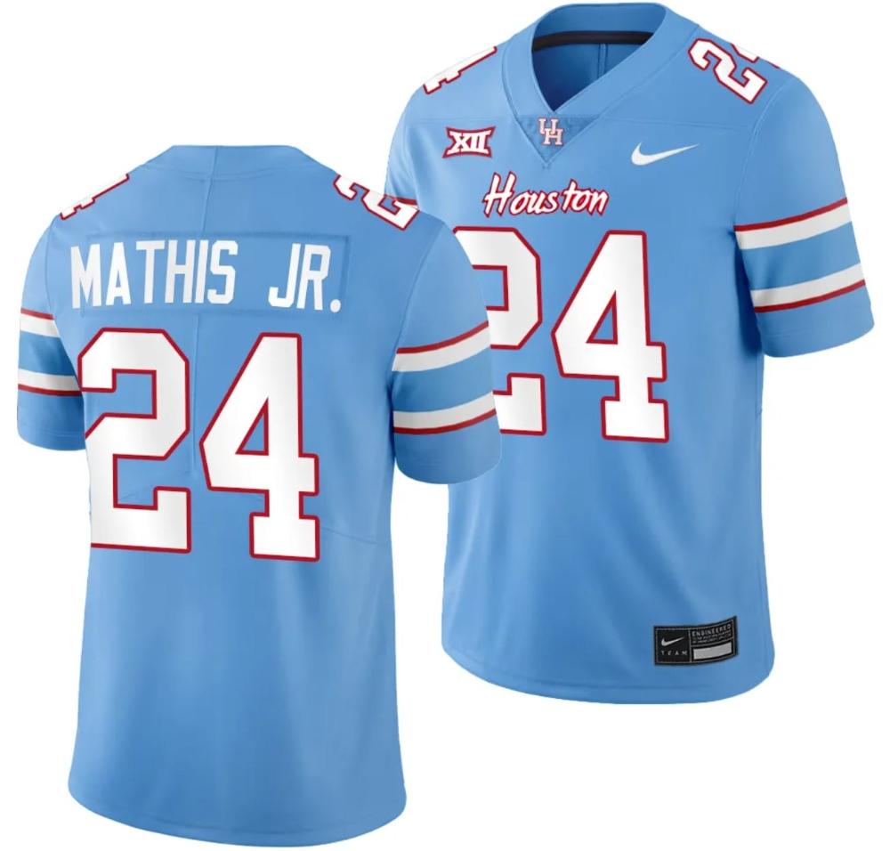 Mens Houston Cougars Oilers Themed 24 Tony Mathis Jr Jersey Ncaa Football Blue