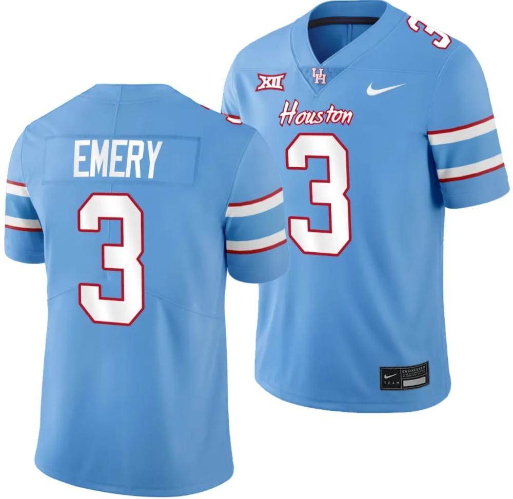 Mens Houston Cougars Oilers Themed 3 Jalen Emery Jersey Ncaa Football Blue