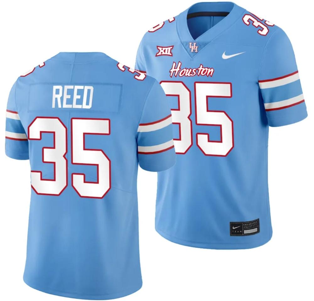 Mens Houston Cougars Oilers Themed 35 Maurice Reed Jersey Ncaa Football Blue