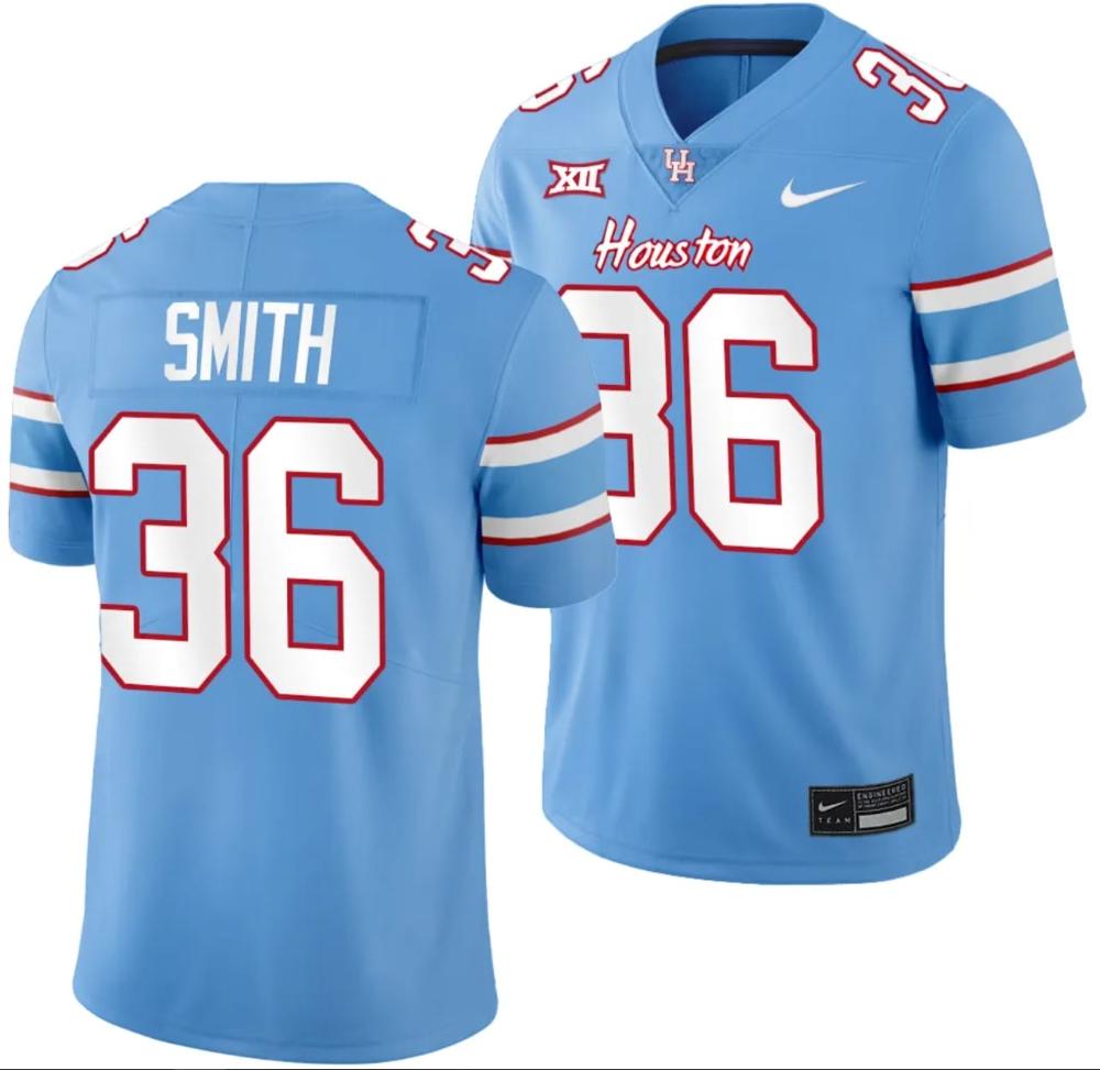 Mens Houston Cougars Oilers Themed 36 Sherman Smith Jersey Ncaa Football Blue