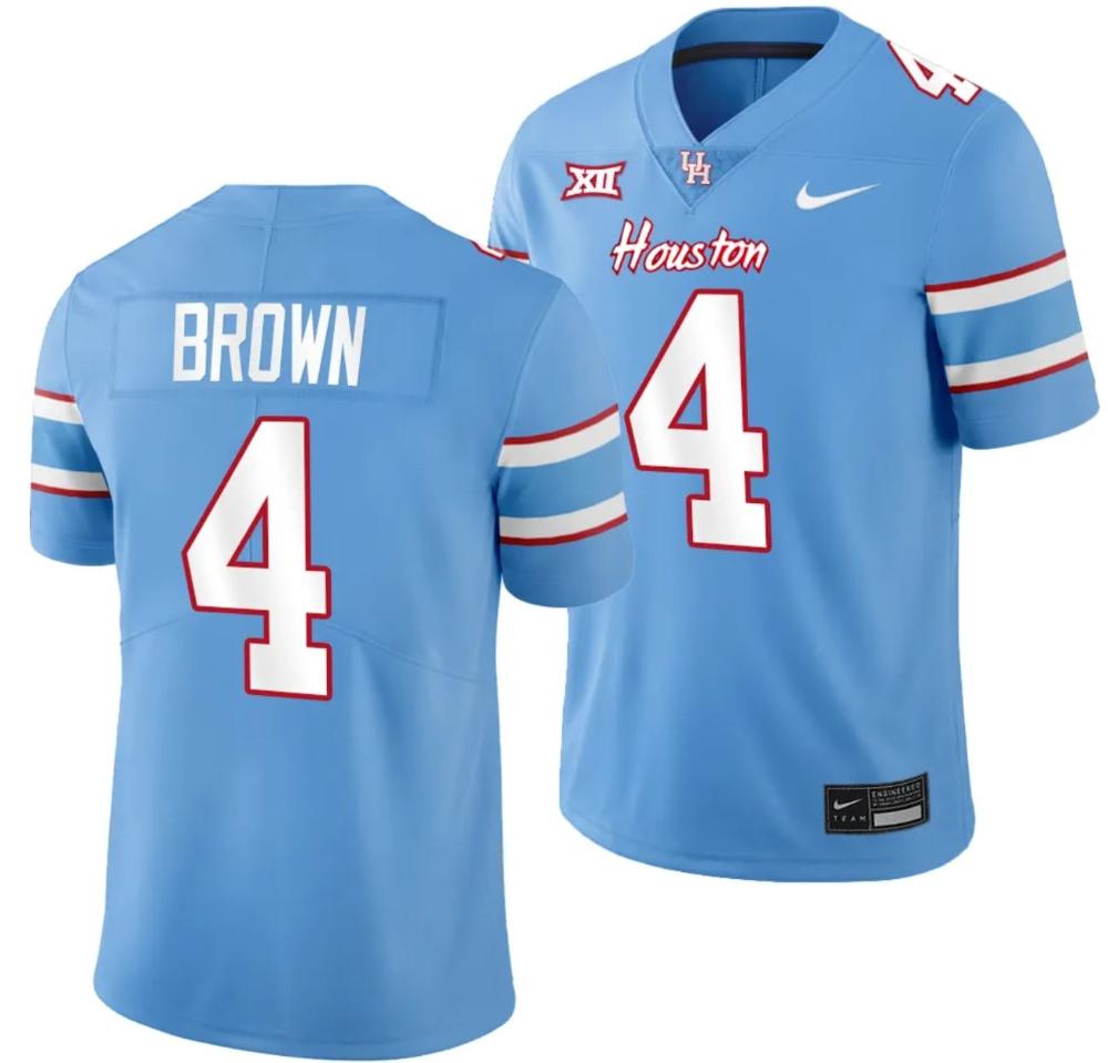 Mens Houston Cougars Oilers Themed 4 Samuel Brown Jersey Ncaa Football Blue