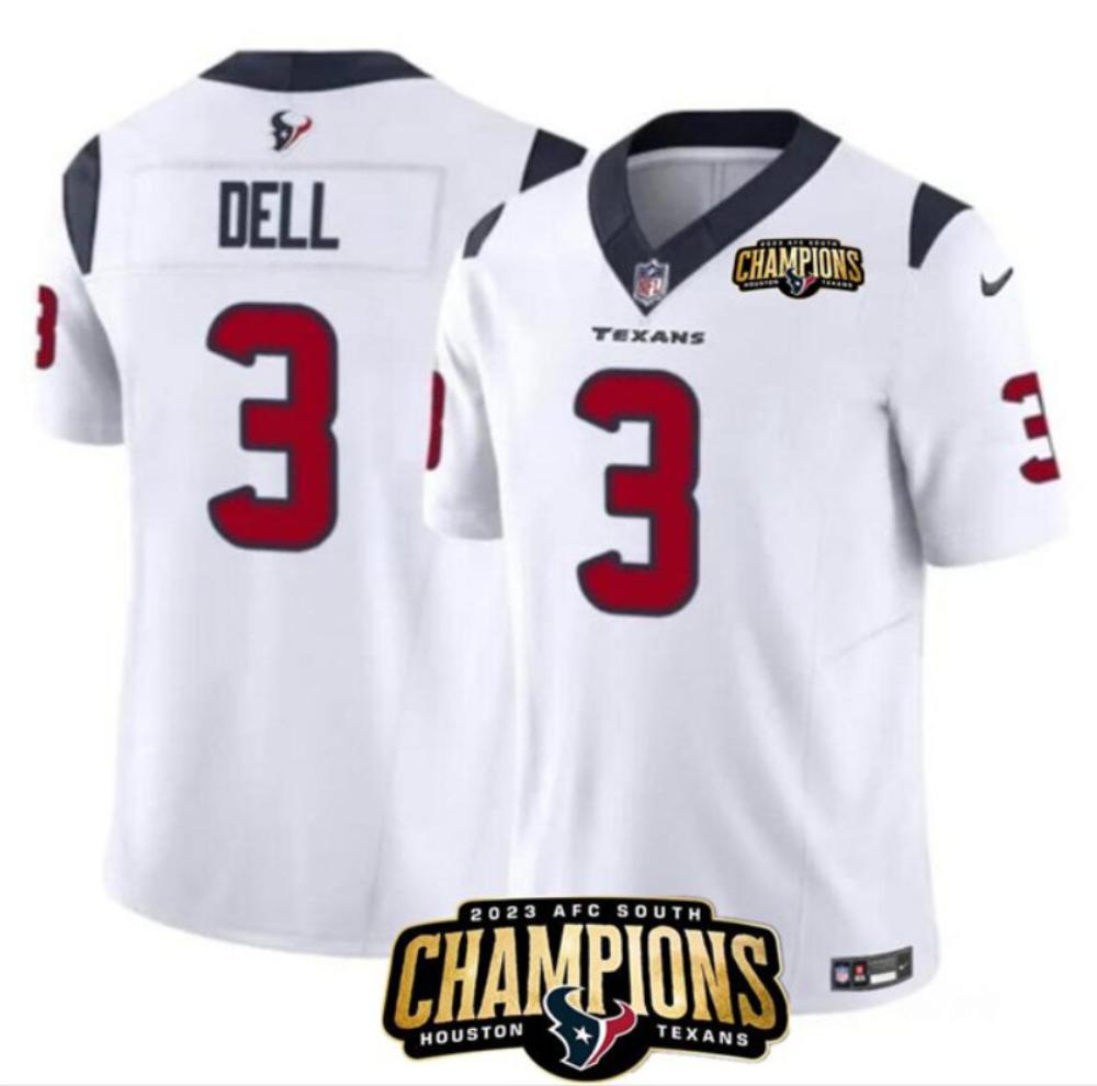 Mens Houston Texans 3 Tank Dell White Football Stitched Jersey