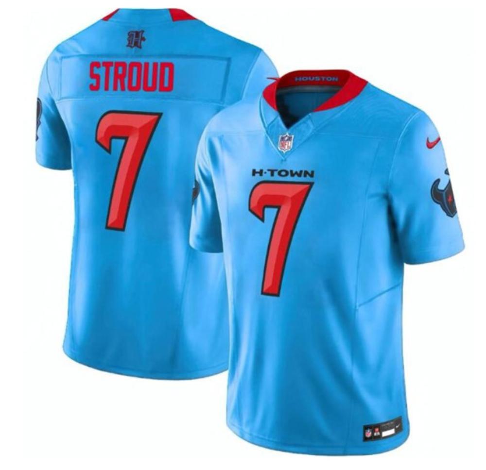 Mens Houston Texans Cj Stroud 7 Blue 2024 Fuse Football Stitched Jersey