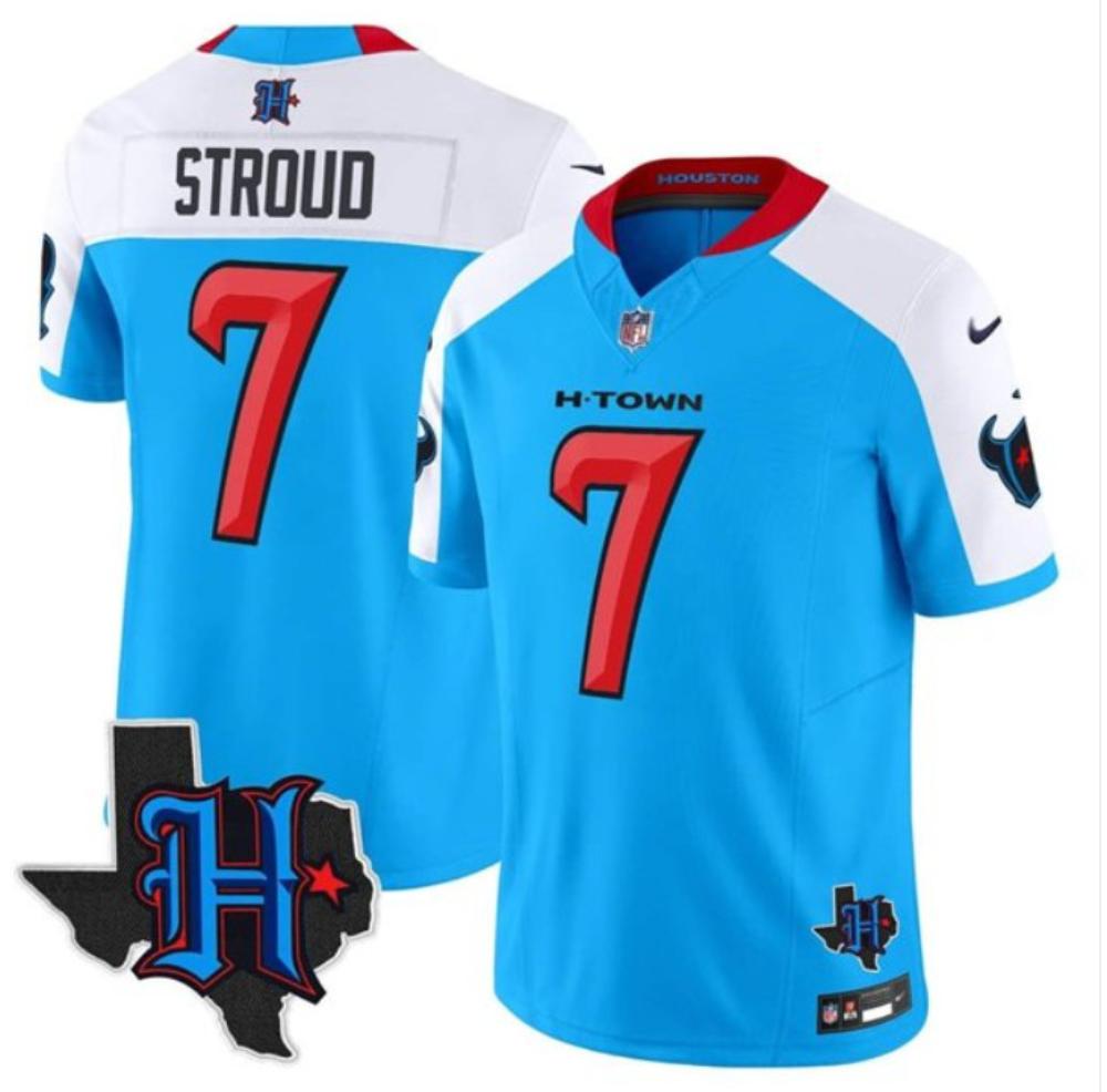 Mens Houston Texans Cj Stroud 7 Blue White Fuse Football Stitched Jersey