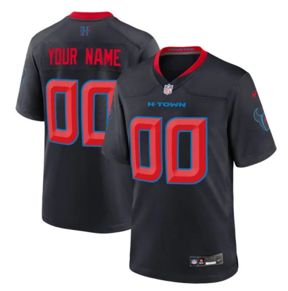 Mens Houston Texans Custom Football Jersey Navy All Stitched