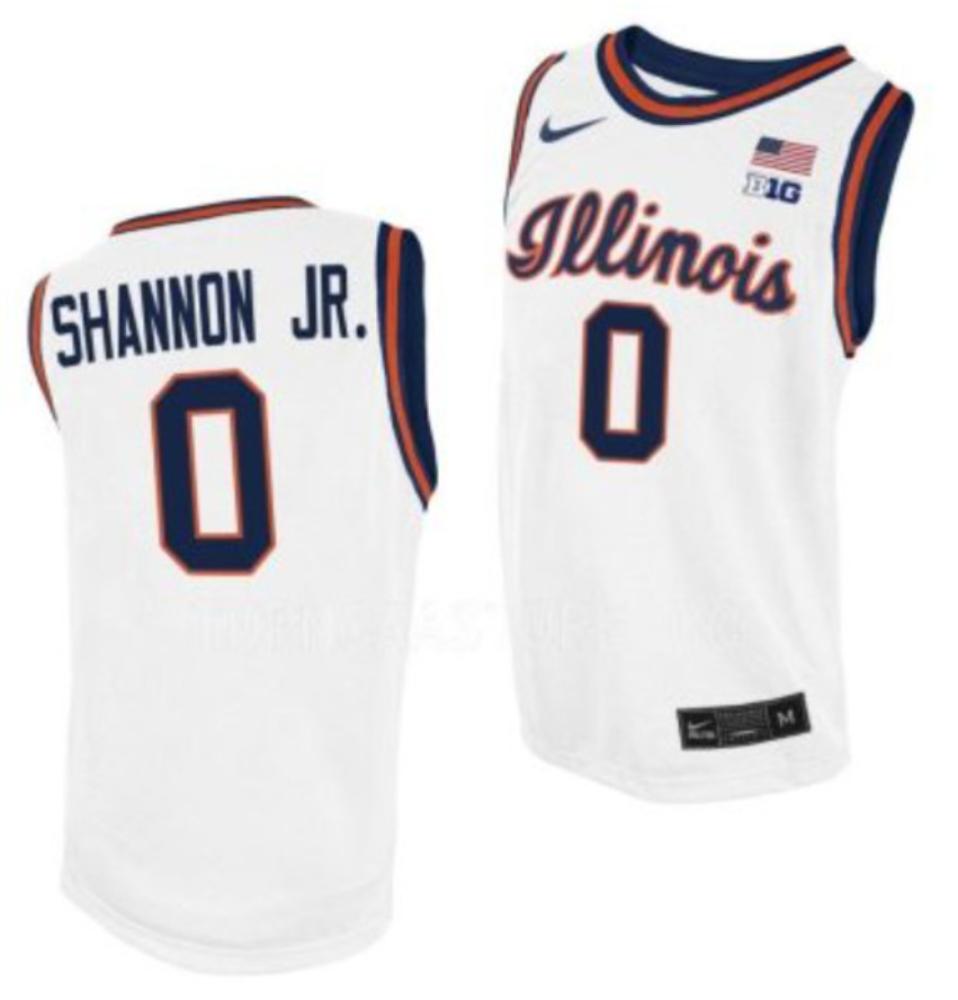 Mens Illinois Fighting Illini 0 Shannon Jr Ncaa Basketball Jersey White