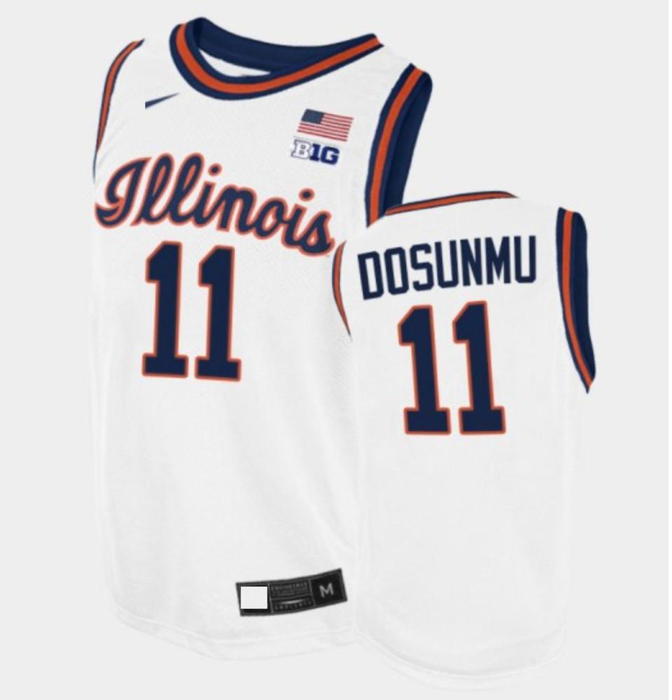 Mens Illinois Fighting Illini 11 Dosunmu Ncaa 2023 24 Basketball Jersey White