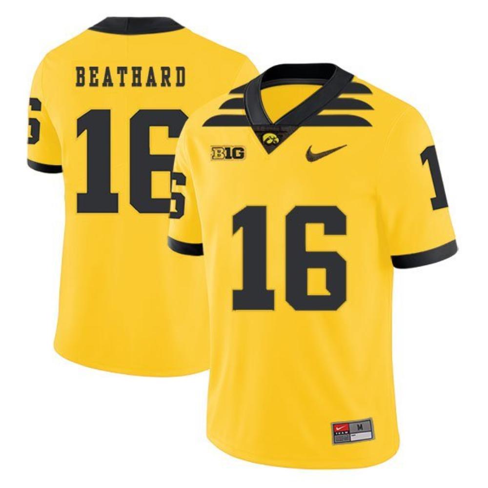 Mens Iowa Hawkeyes 16 Cj Beathard Yellow College Football Jersey