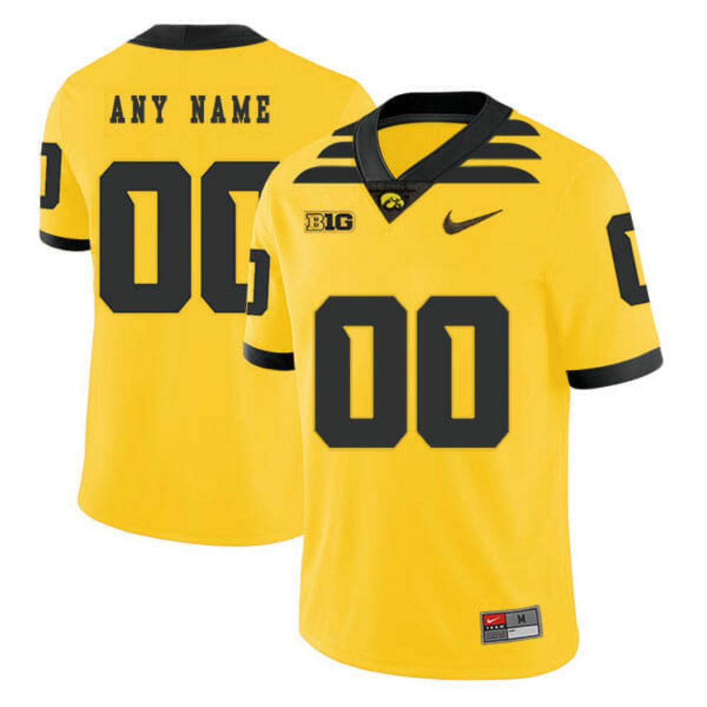 Mens Iowa Hawkeyes Custom Jersey College Football Jersey Yellow