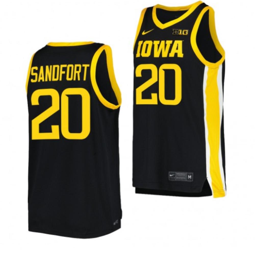 Mens Iowa Hawkeyes Payton Sandfort Black 20 Replica Jersey College Basketball