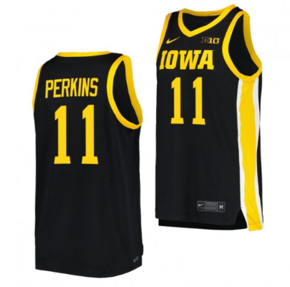 Mens Iowa Hawkeyes Tony Perkins Black 11 Replica Jersey College Basketball