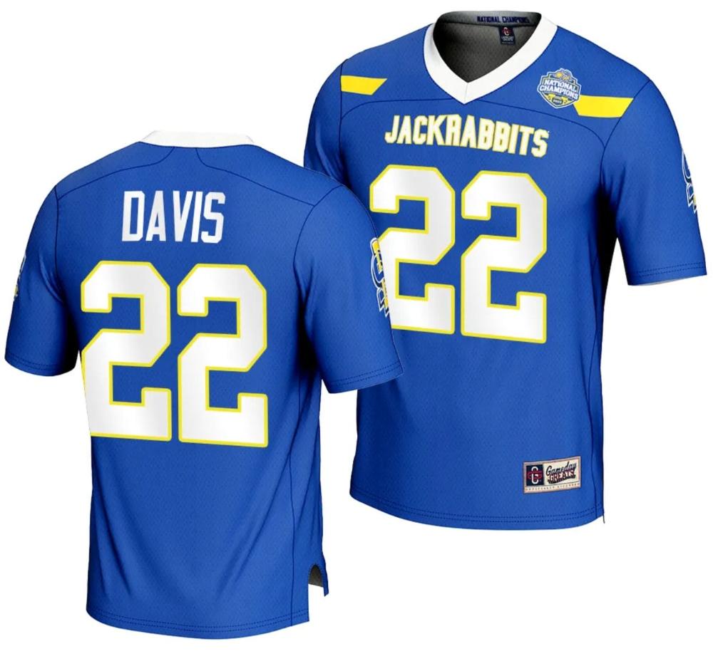 Mens Isaiah Davis Jersey 22 South Dakota State Jackrabbits 2023 Fcs Football