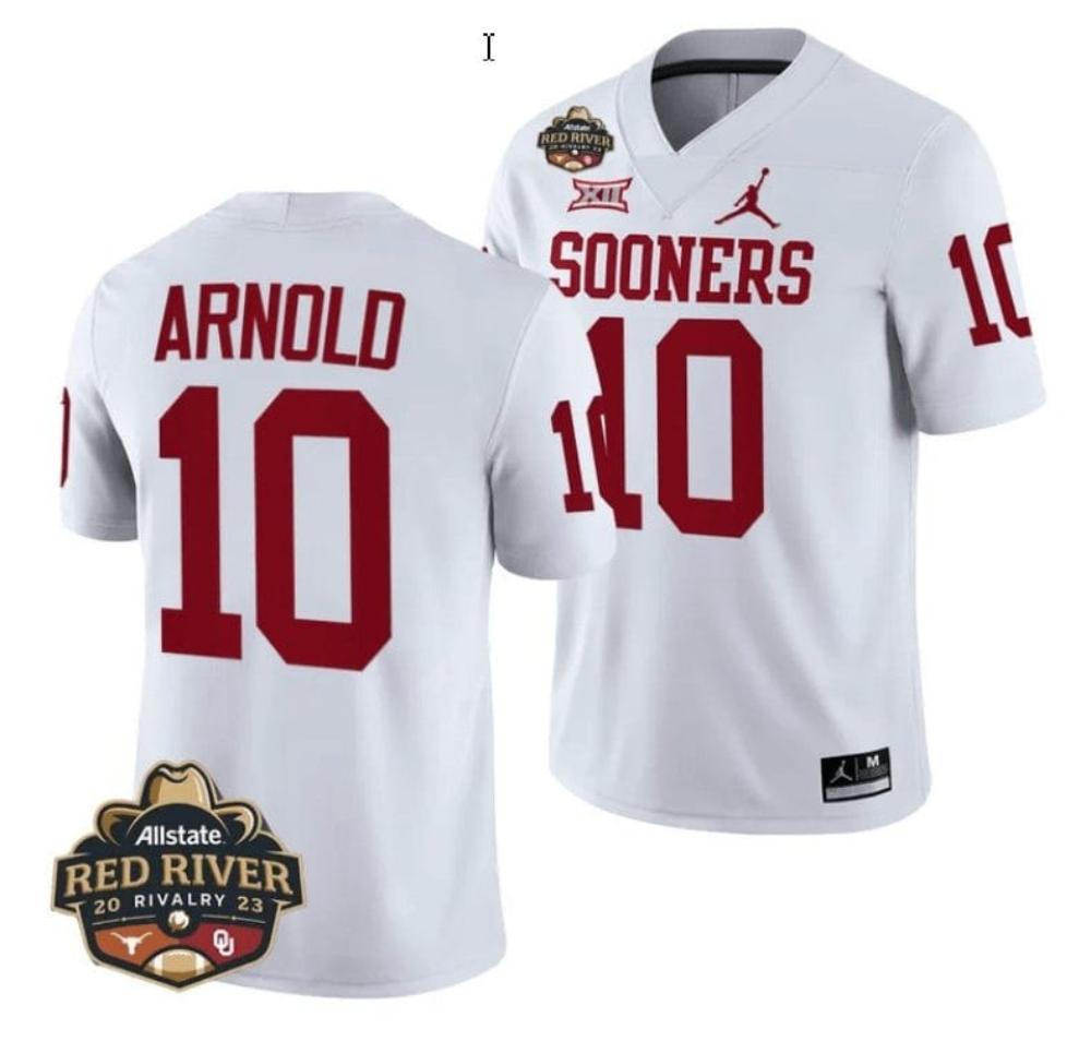 Mens Jackson Arnold Jersey 10 Oklahoma Sooners Allstate Red River Rivalry Wh