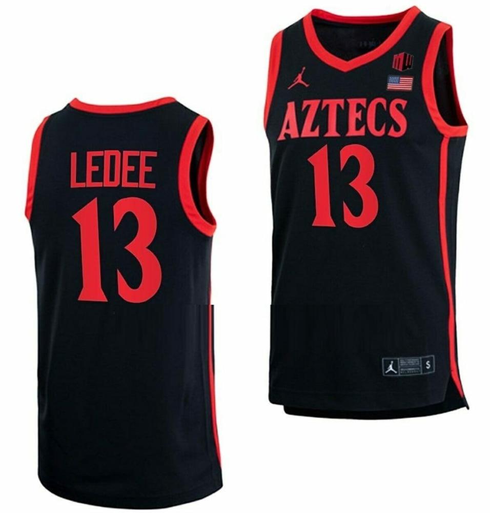 Mens Jaedon Ledee Jersey San Diego State Aztecs Basketball Black 13