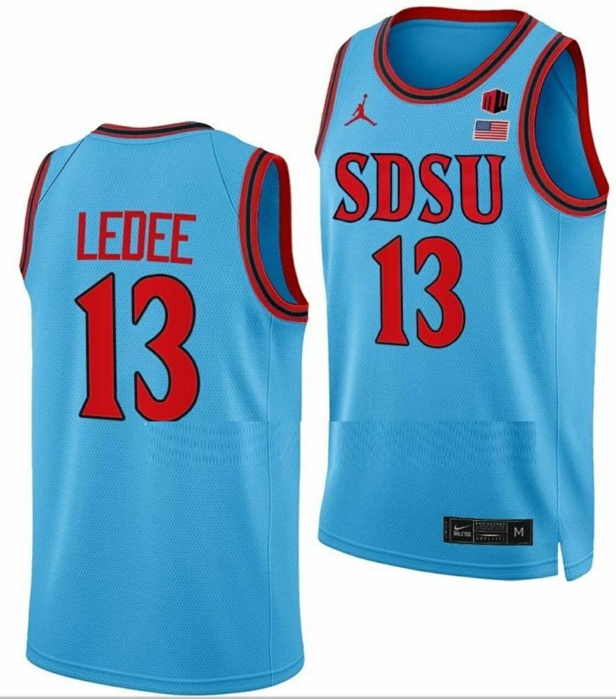 Mens Jaedon Ledee Jersey San Diego State Aztecs Basketball Blue Alternate 13