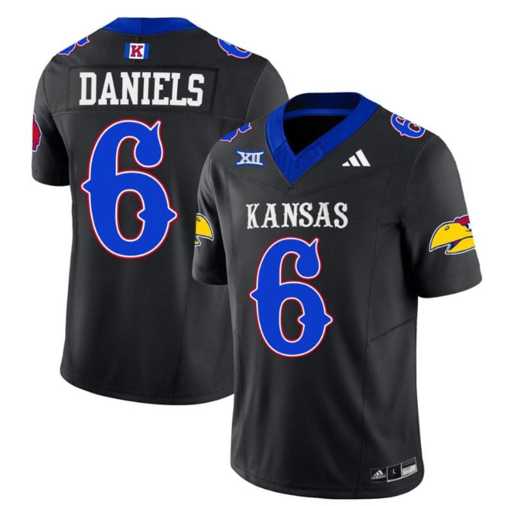 Mens Jalon Daniels Jersey 6 Kansas Jayhawks Blackhawk Black